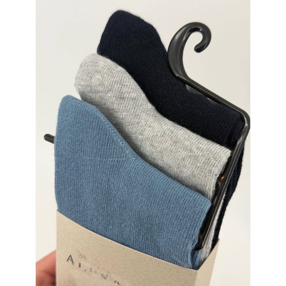 AllSaints Mens 3 Pack Cotton Blend Crew Socks Blue Grey Black US 7-13 NEW